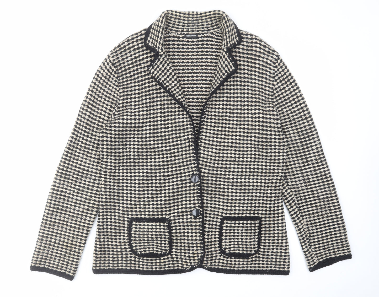 Gerry Weber Womens Beige Collared Viscose Cardigan Jumper Size 16