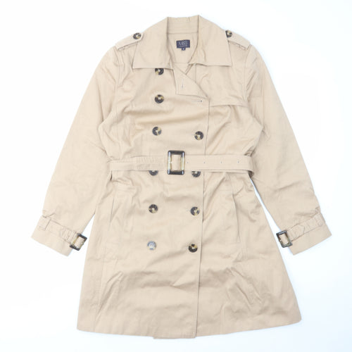 Marks and Spencer Womens Beige Overcoat Coat Size 16 Button