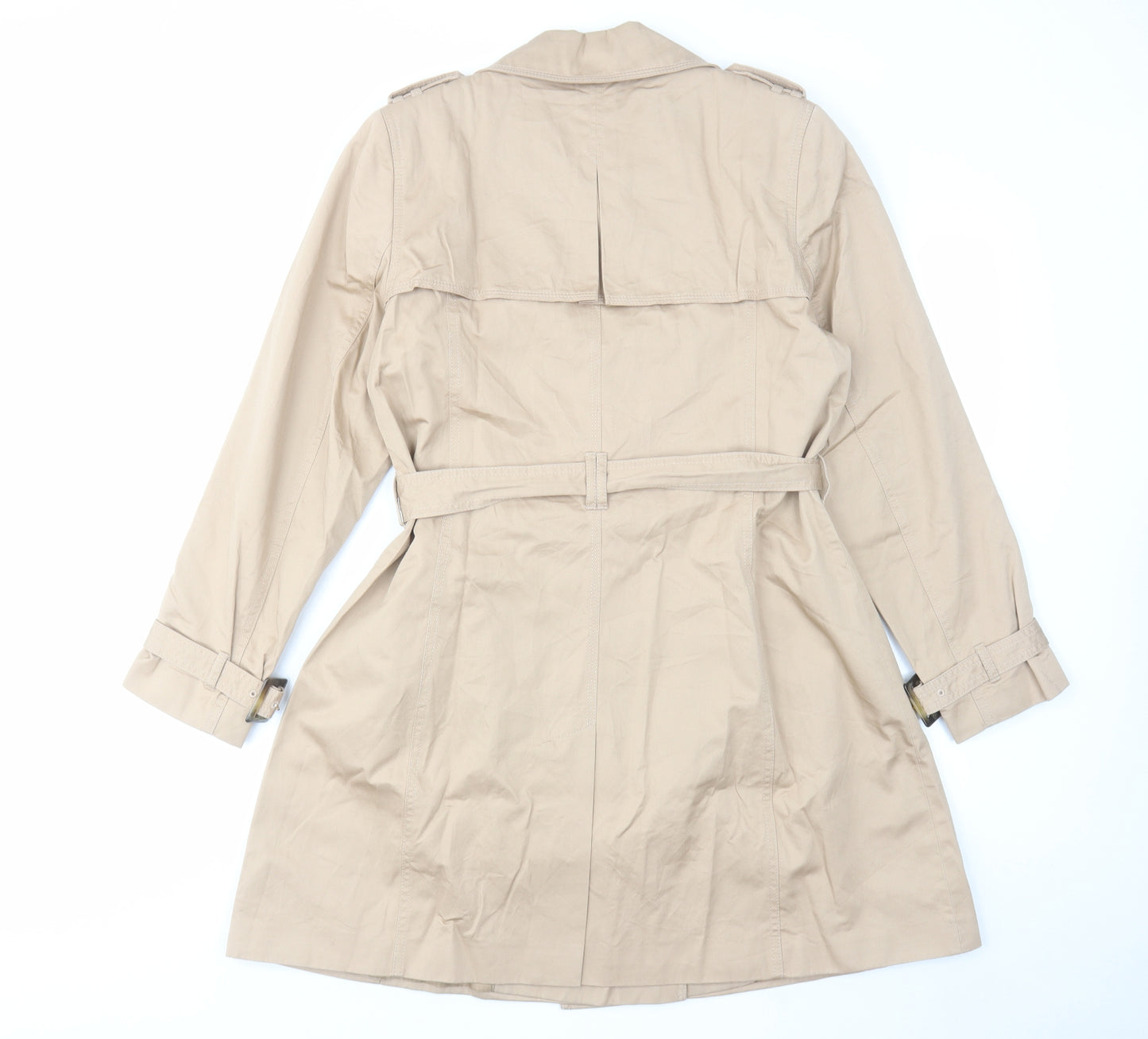 Marks and Spencer Womens Beige Overcoat Coat Size 16 Button