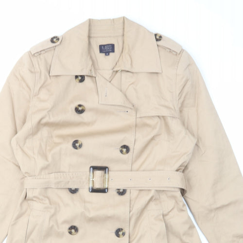 Marks and Spencer Womens Beige Overcoat Coat Size 16 Button