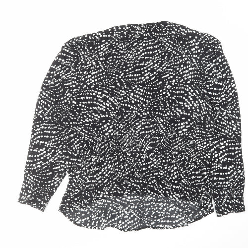 Marks and Spencer Womens Black Geometric Viscose Basic Blouse Size 20 Round Neck