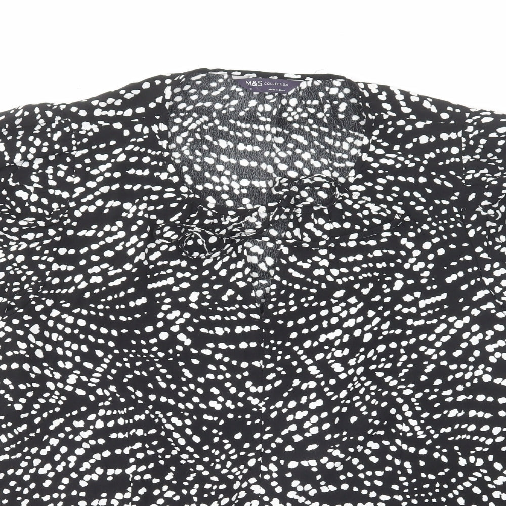 Marks and Spencer Womens Black Geometric Viscose Basic Blouse Size 20 Round Neck
