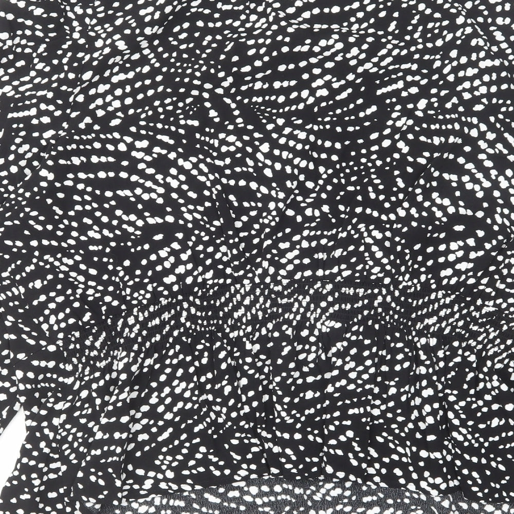 Marks and Spencer Womens Black Geometric Viscose Basic Blouse Size 20 Round Neck