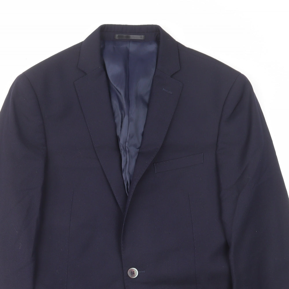 T.M.Lewin Mens Blue Polyester Jacket Suit Jacket Size 40 Regular