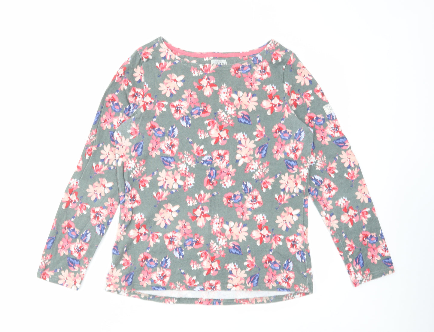 Joules Womens Multicoloured Floral Cotton Basic T-Shirt Size 12 Round Neck