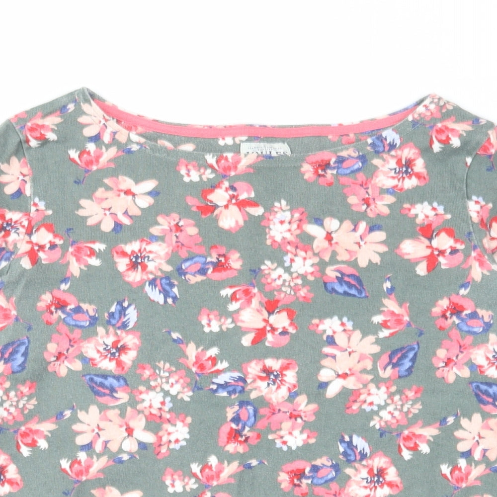 Joules Womens Multicoloured Floral Cotton Basic T-Shirt Size 12 Round Neck