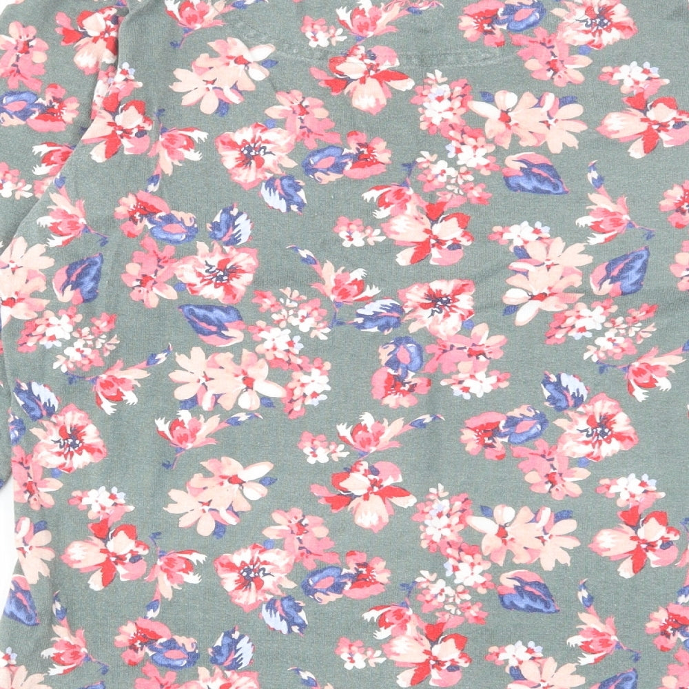 Joules Womens Multicoloured Floral Cotton Basic T-Shirt Size 12 Round Neck