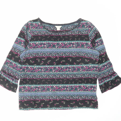 Monsoon Womens Multicoloured Geometric Cotton Basic T-Shirt Size 12 Round Neck