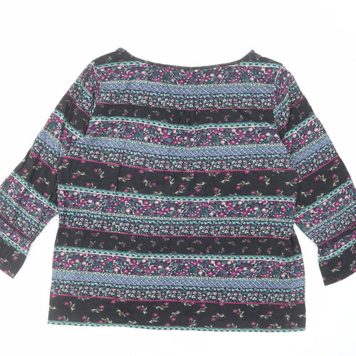 Monsoon Womens Multicoloured Geometric Cotton Basic T-Shirt Size 12 Round Neck
