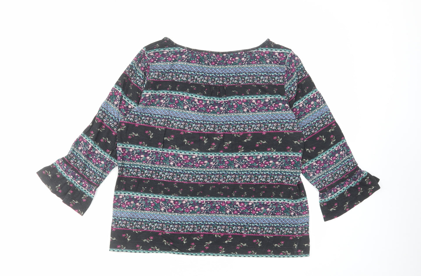 Monsoon Womens Multicoloured Geometric Cotton Basic T-Shirt Size 12 Round Neck