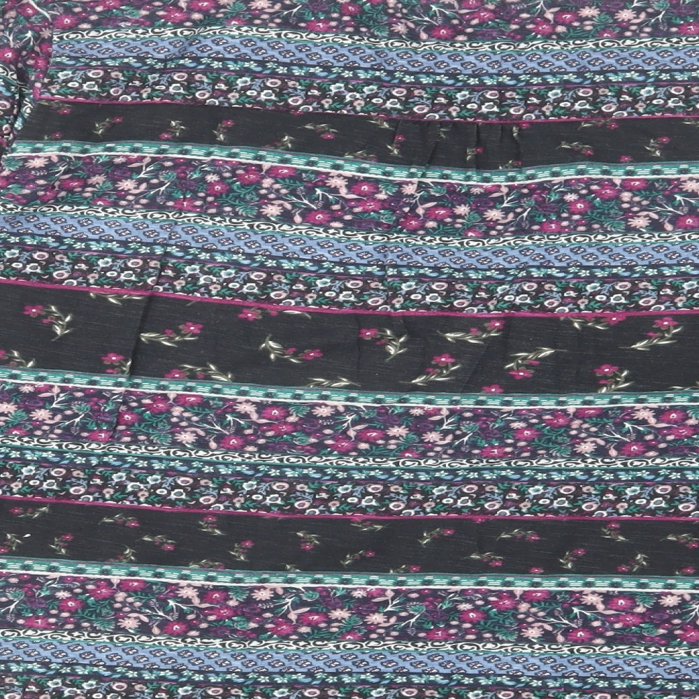 Monsoon Womens Multicoloured Geometric Cotton Basic T-Shirt Size 12 Round Neck