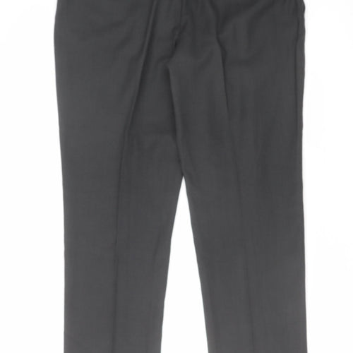 NEXT Mens Grey Polyester Trousers Size 34 in L31 in Regular Zip