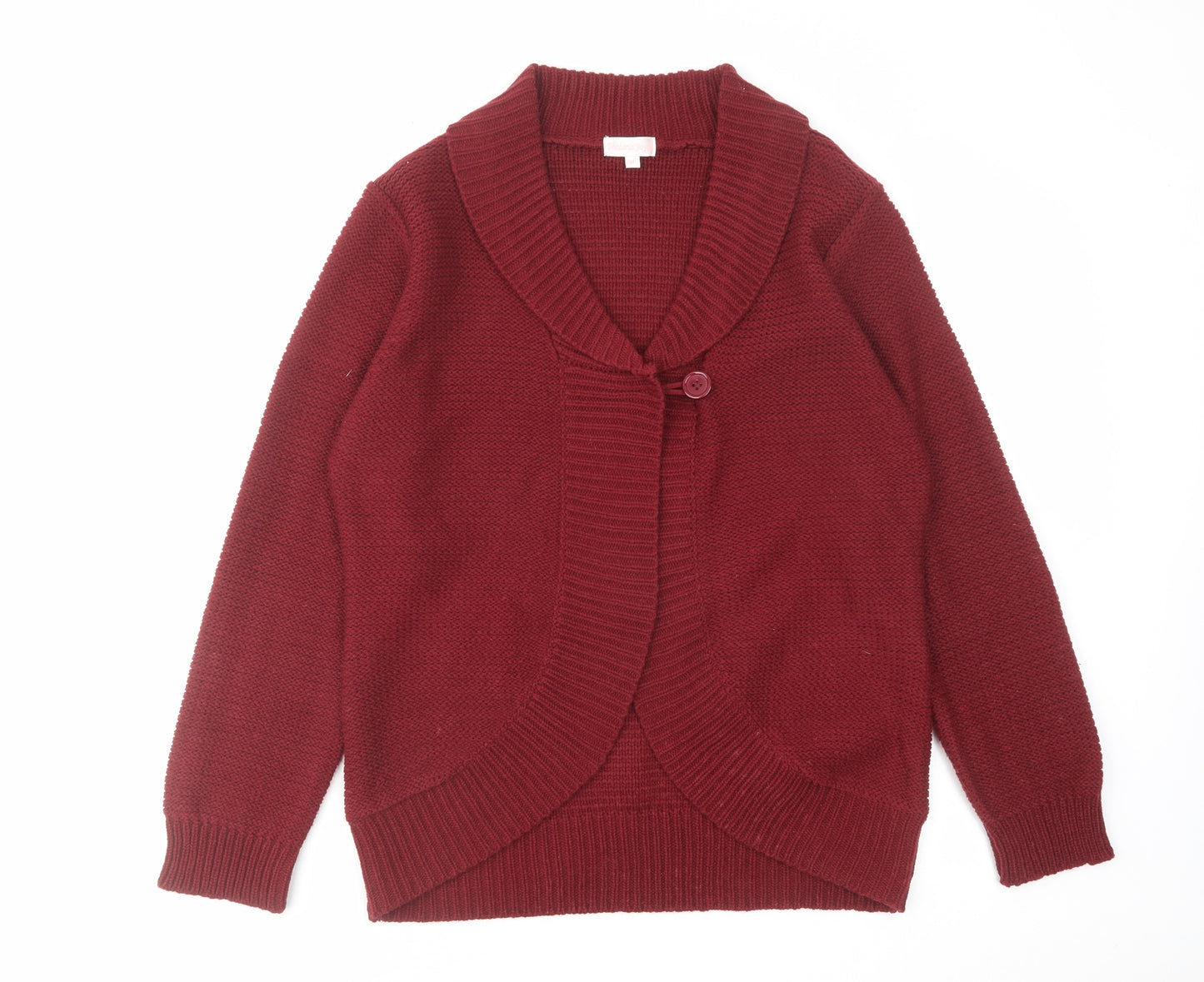 Victoria Jayne Womens Red V-Neck Acrylic Cardigan Jumper Size XL