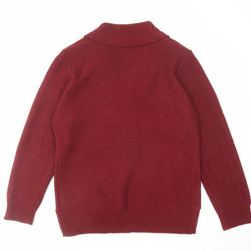 Victoria Jayne Womens Red V-Neck Acrylic Cardigan Jumper Size XL