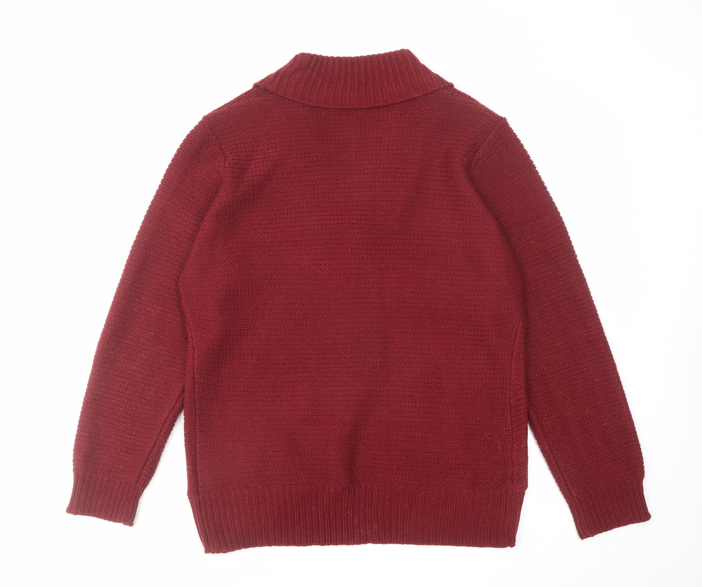 Victoria Jayne Womens Red V-Neck Acrylic Cardigan Jumper Size XL