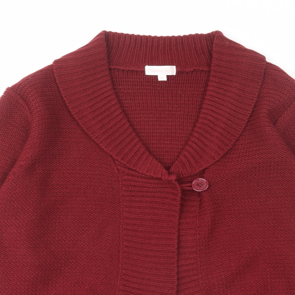 Victoria Jayne Womens Red V-Neck Acrylic Cardigan Jumper Size XL