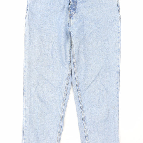 Zara Womens Blue Cotton Tapered Jeans Size 10 L28 in Regular Zip