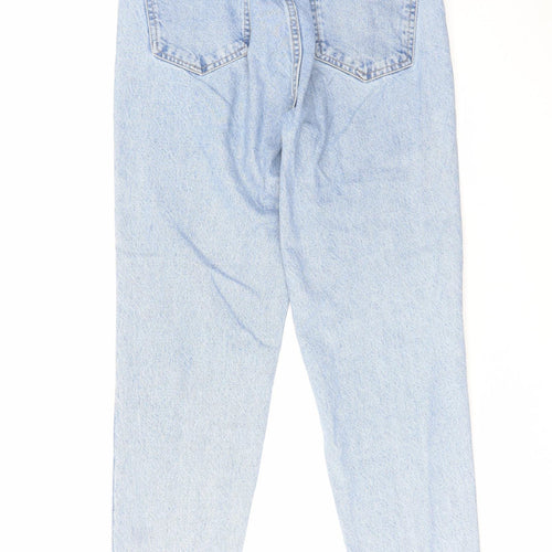 Zara Womens Blue Cotton Tapered Jeans Size 10 L28 in Regular Zip