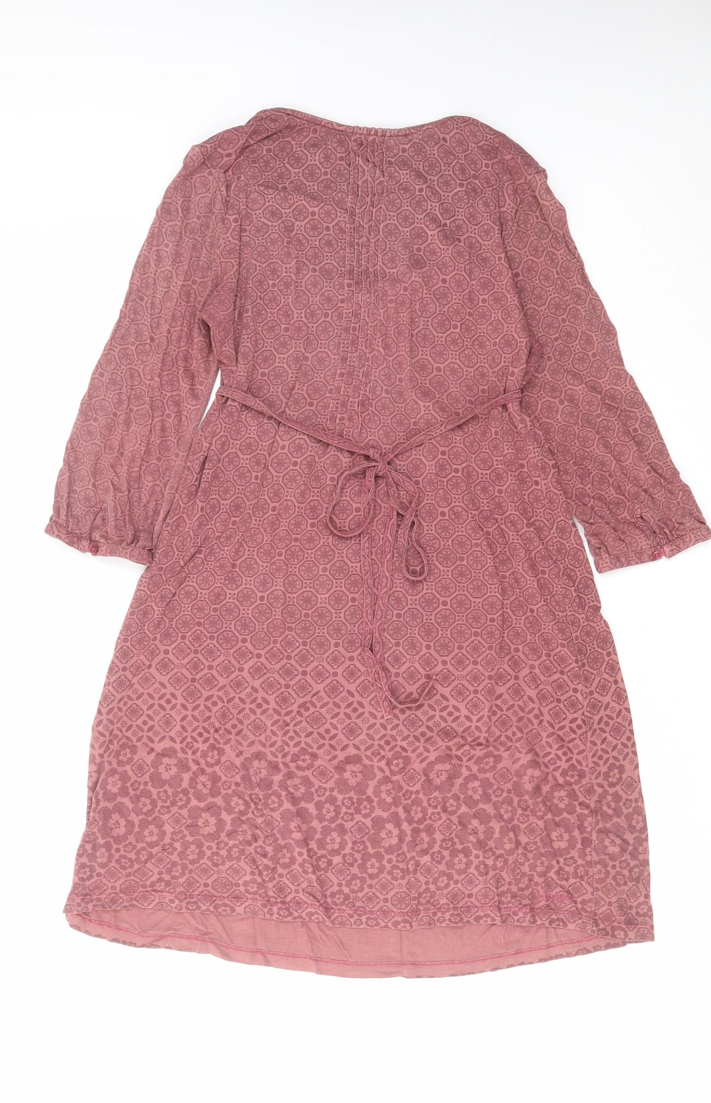 Fat Face Womens Purple Geometric Viscose A-Line Size 12 Round Neck Pullover