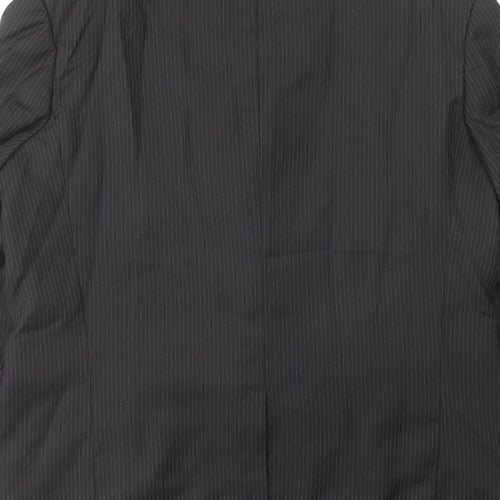 Pierre Remon Mens Black Striped Polyester Jacket Suit Jacket Size 46 Regular
