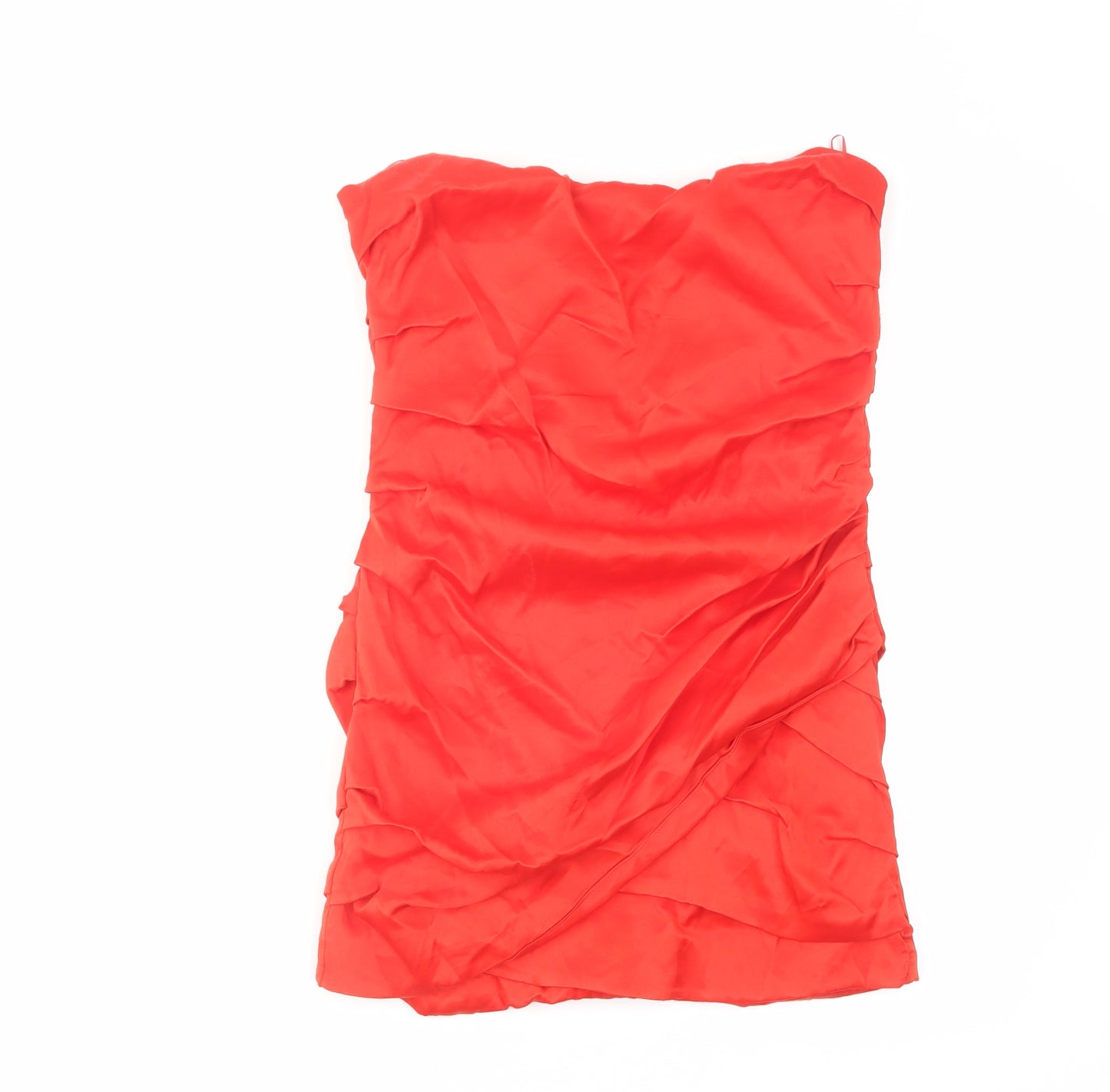 Zara Womens Red Viscose Mini Size L Off the Shoulder Zip