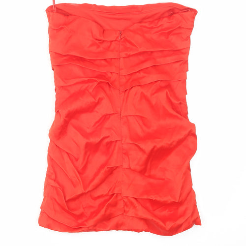 Zara Womens Red Viscose Mini Size L Off the Shoulder Zip