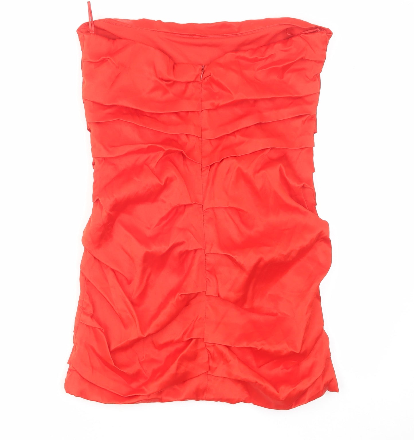 Zara Womens Red Viscose Mini Size L Off the Shoulder Zip