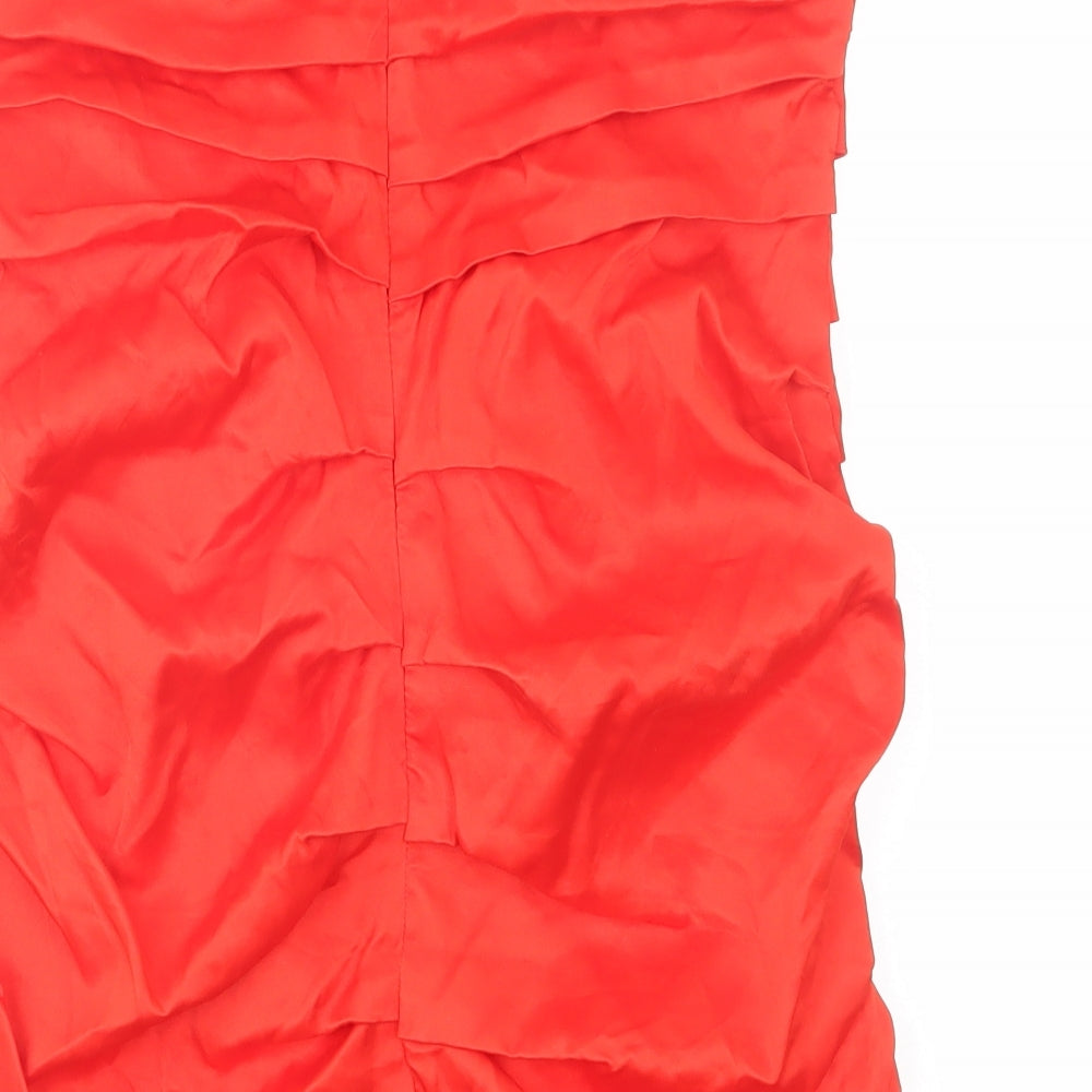 Zara Womens Red Viscose Mini Size L Off the Shoulder Zip