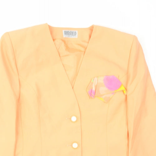 Mansfield Womens Orange Jacket Blazer Size 14 Button