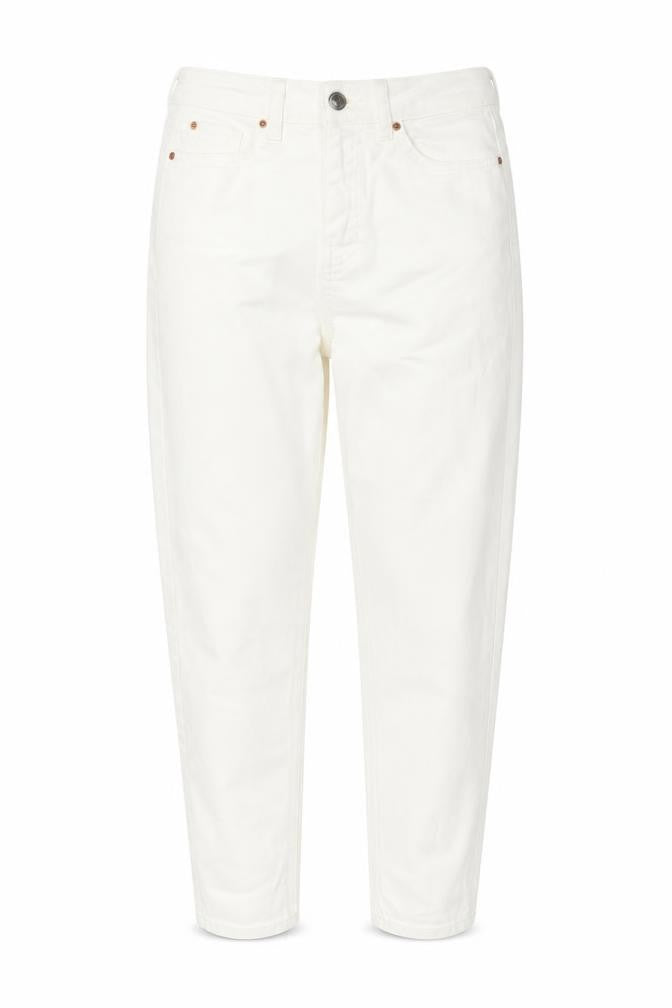 Marks and Spencer Womens White Cotton Tapered Jeans Size 8 L28 in Regular Zip