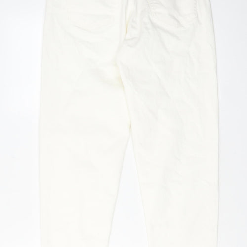 Marks and Spencer Womens White Cotton Tapered Jeans Size 8 L28 in Regular Zip