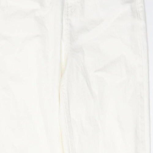 Marks and Spencer Womens White Cotton Tapered Jeans Size 8 L28 in Regular Zip