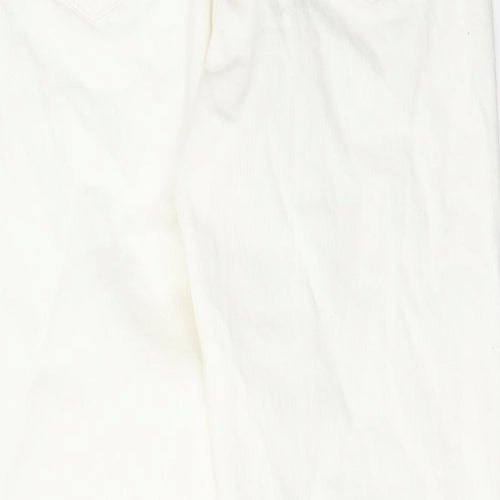 Marks and Spencer Womens White Cotton Tapered Jeans Size 8 L28 in Regular Zip