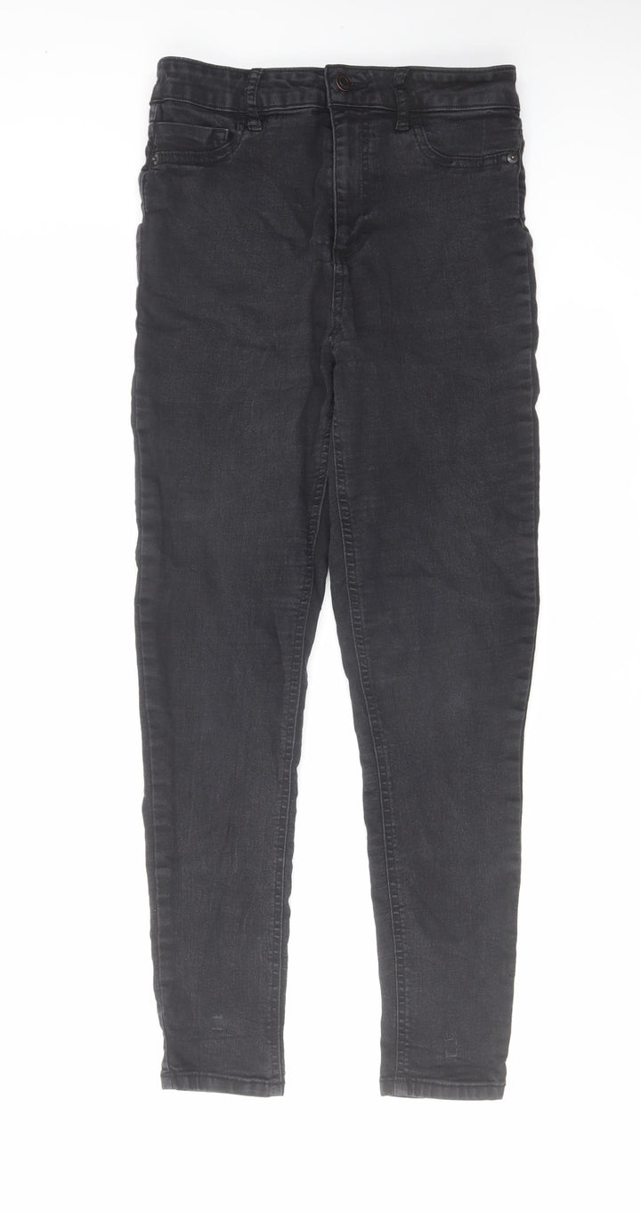 F&F Womens Black Cotton Skinny Jeans Size 10 L28 in Regular Zip