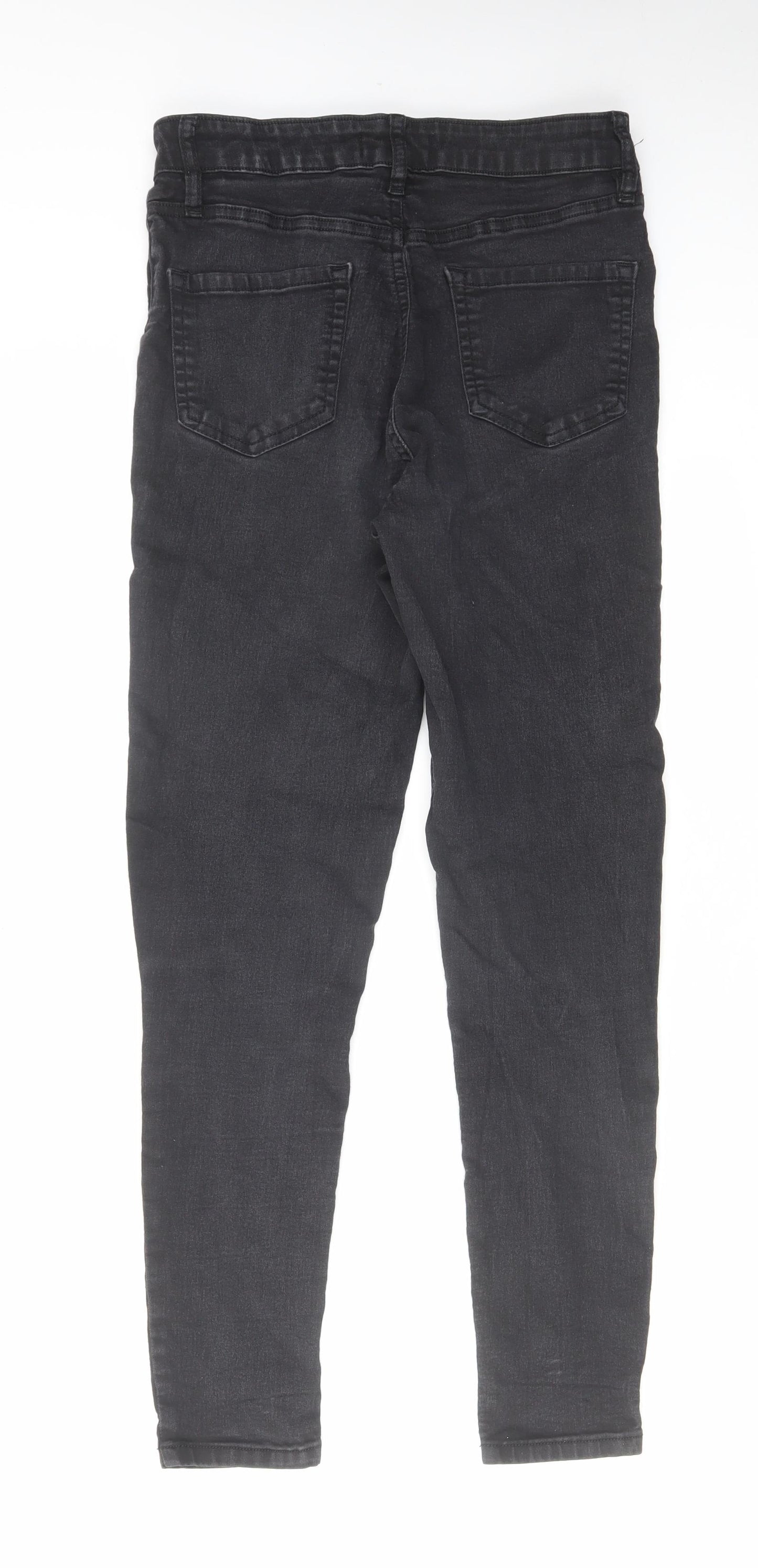 F&F Womens Black Cotton Skinny Jeans Size 10 L28 in Regular Zip