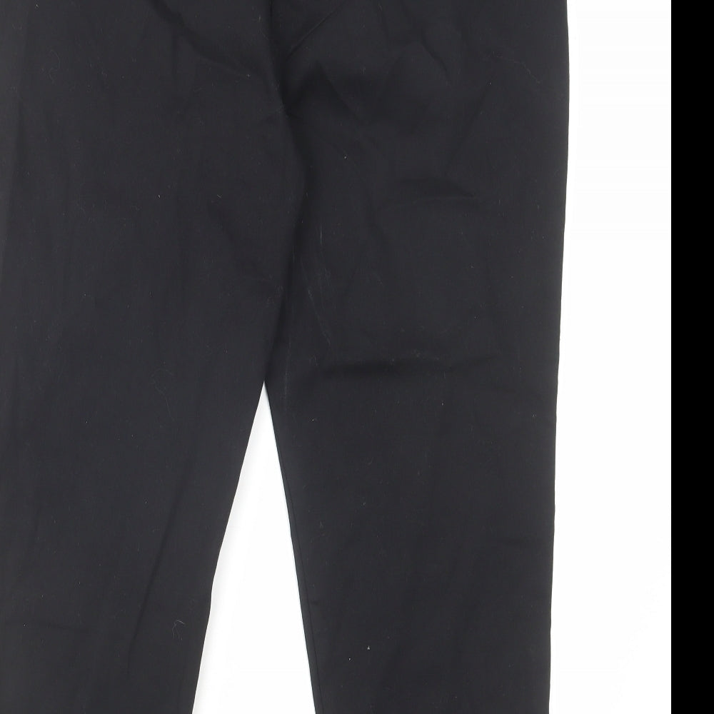 Wallis Womens Black Cotton Cropped Trousers Size 14 L23 in Regular Hook & Eye