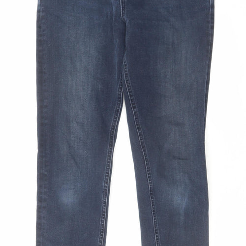Marks and Spencer Womens Blue Cotton Skinny Jeans Size 28 in L27 in Regular Zip