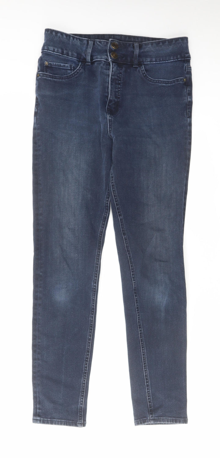 Marks and Spencer Womens Blue Cotton Skinny Jeans Size 28 in L27 in Regular Zip