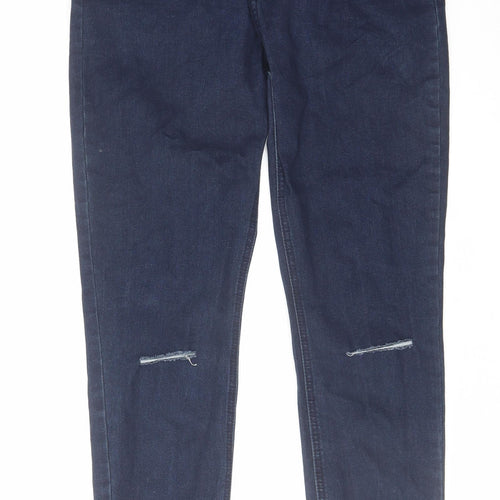 Misspap Womens Blue Cotton Skinny Jeans Size 12 L29 in Regular Zip