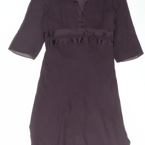 Fenn Wright Manson Womens Purple Silk A-Line Size 16 V-Neck Pullover