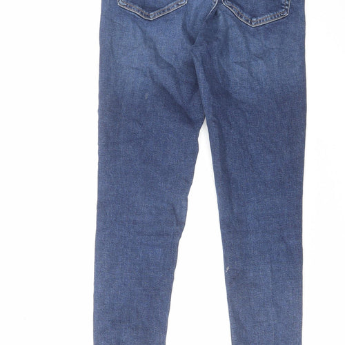 Topshop Womens Blue Cotton Skinny Jeans Size 28 in L32 in Regular Zip - Frayed Hem