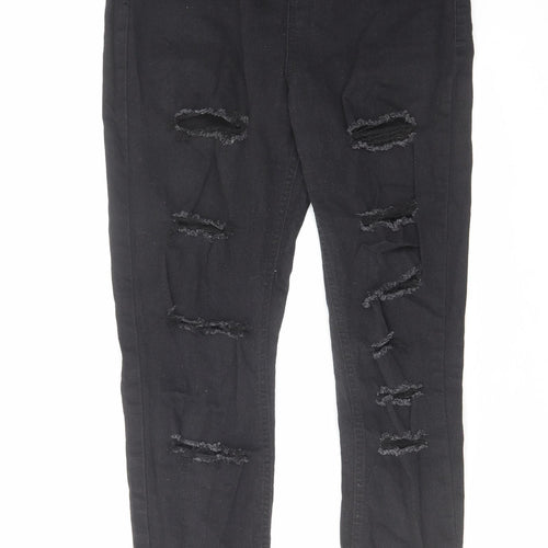 Boohoo Womens Black Cotton Skinny Jeans Size 12 L27 in Regular Zip