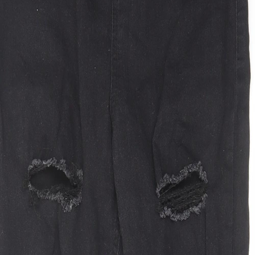 Boohoo Womens Black Cotton Skinny Jeans Size 12 L27 in Regular Zip