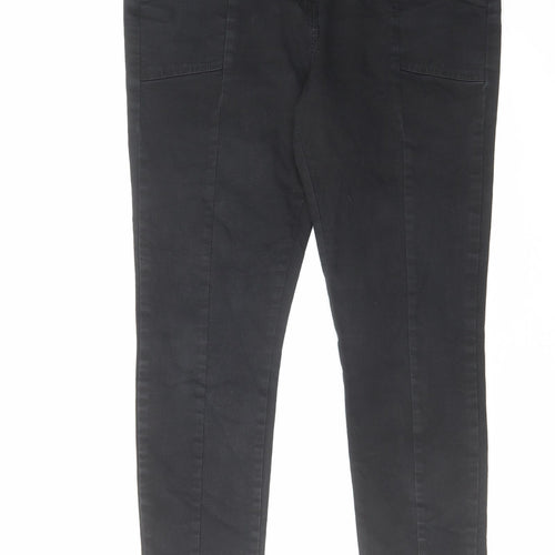NEXT Womens Black Cotton Skinny Jeans Size 12 L29 in Regular Zip