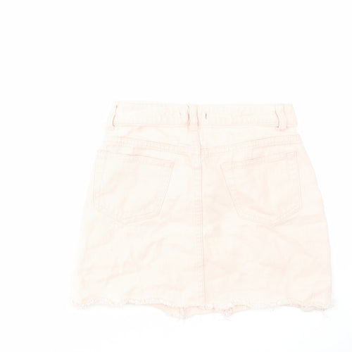 Boohoo Womens Pink Cotton Mini Skirt Size 6 Zip