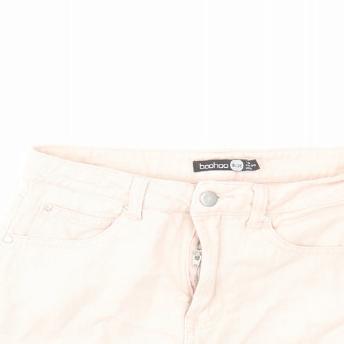 Boohoo Womens Pink Cotton Mini Skirt Size 6 Zip