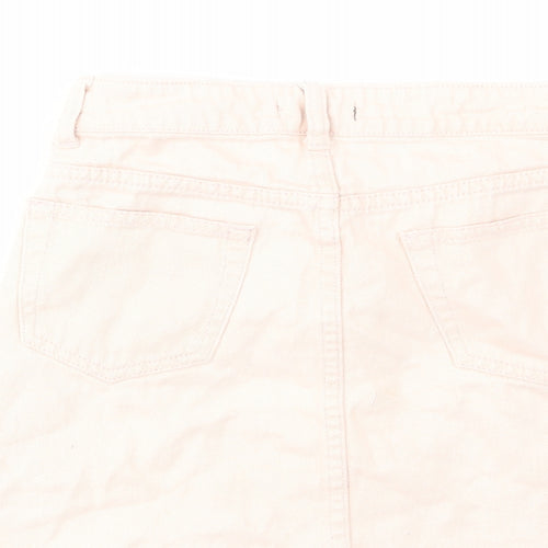 Boohoo Womens Pink Cotton Mini Skirt Size 6 Zip