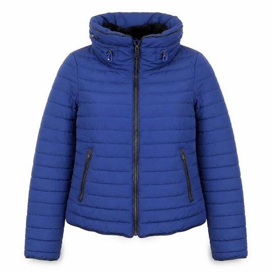 Front view of Zara women’s blue jacket, size S, zip