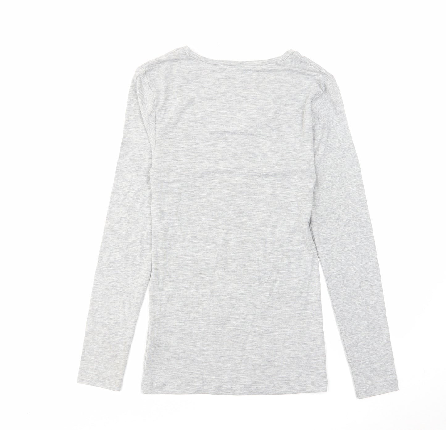Marks and Spencer Womens Grey Acrylic Basic T-Shirt Size 10 Round Neck
