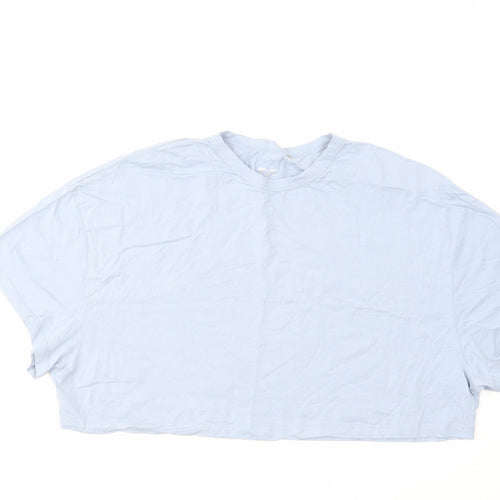 ASOS Womens Blue Cotton Cropped T-Shirt Size 16 Round Neck
